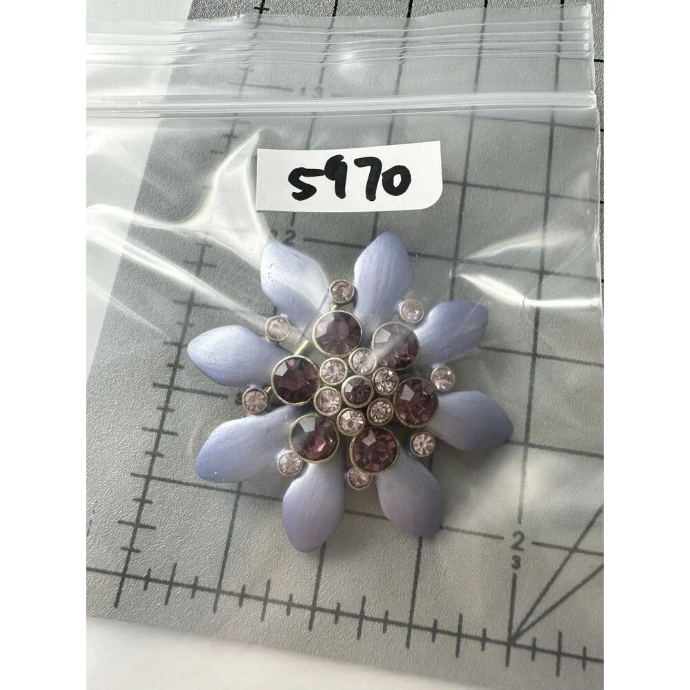 Vintage Purple Rhinestone Flower Pin Brooch
